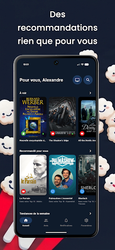 Capture d'écran NextWatch — recommandations personnalisées de films, séries et livres