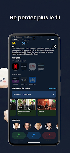 Capture d'écran NextWatch — suivi des saisons et épisodes de séries