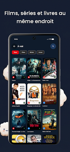 Capture d'écran NextWatch — catalogue de films, séries et livres au même endroit