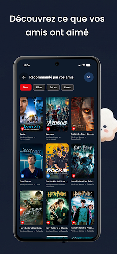 Capture d'écran NextWatch — découvrir les recommandations de vos amis